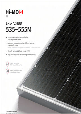 โมดูลไฟฟ้าไฟฟ้า LONGi Bifacial Half Cut Longi Solar 555W 535W 540W 545W 550W